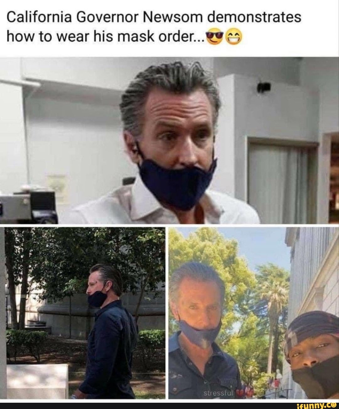 California Governor Newsom demonstrates how to wear his mask order...€9 ...