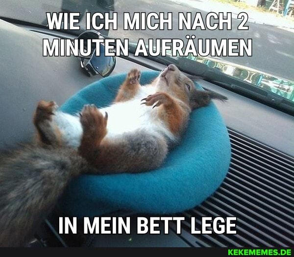 WIE ICH MICH NACH'Z
MINUTEN AUFRAUMEN
IN MEIN BETT LEGE