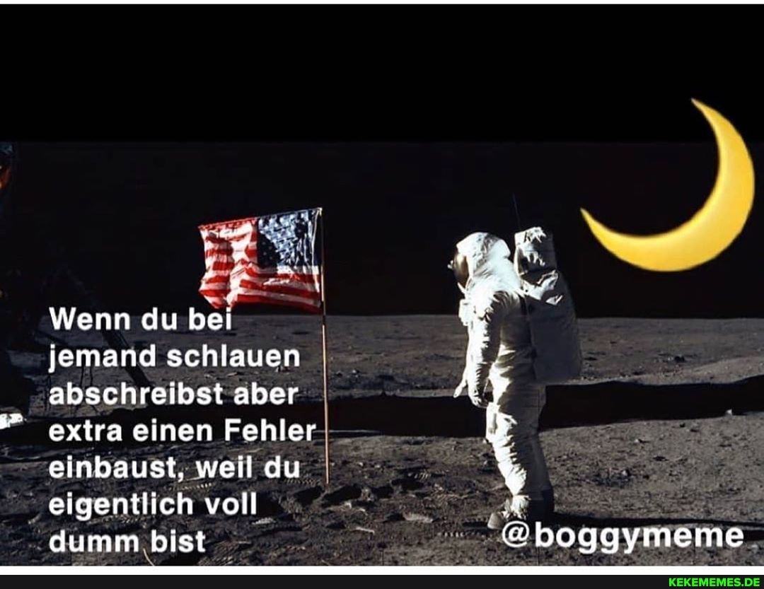 Wenn du bei jemand schlauen abschreibst aber
extra einen Fehler
einbaust, weil du eigentlich voll dumm bist @boggymeme