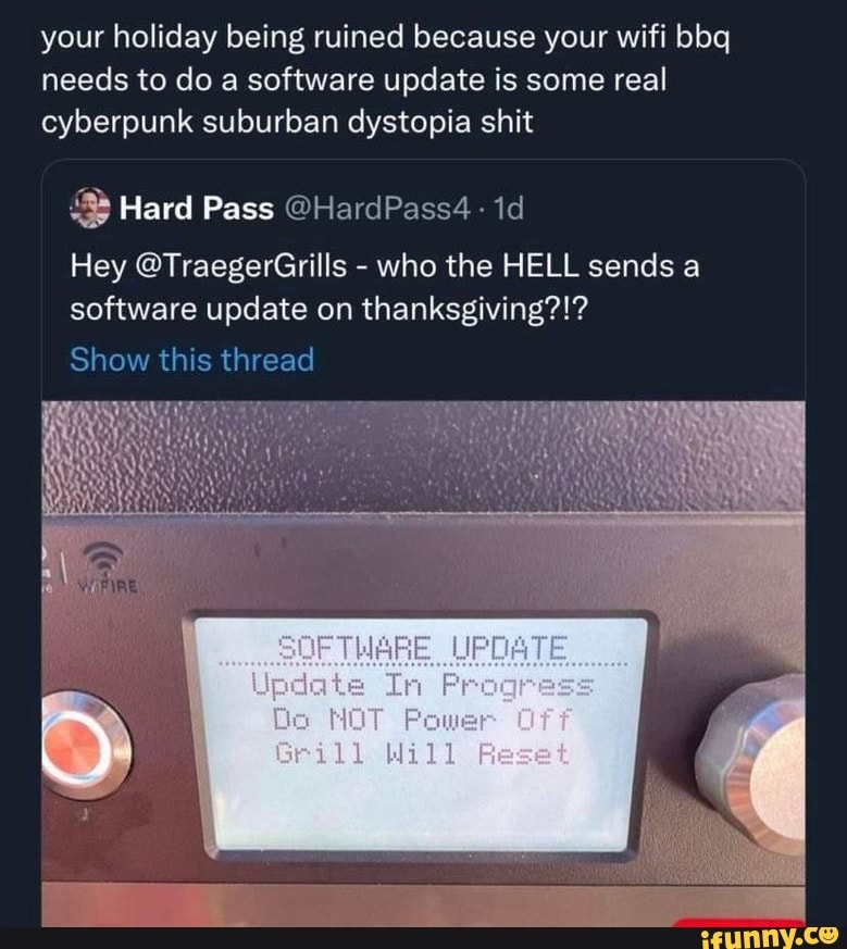 Your holiday being ruined because your wifi bbq needs to do a software ...