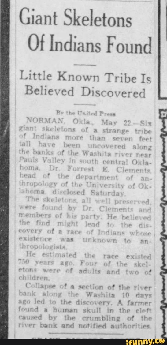 Giant Skeletons Of Indians Found Little Known Tribe Is Believed ...