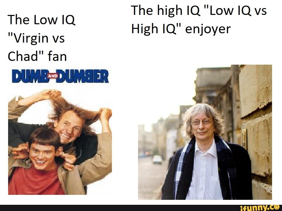 The high IQ "Low IQ vs High IQ" enjoyer The Low IQ "Virgin vs Chad" fan