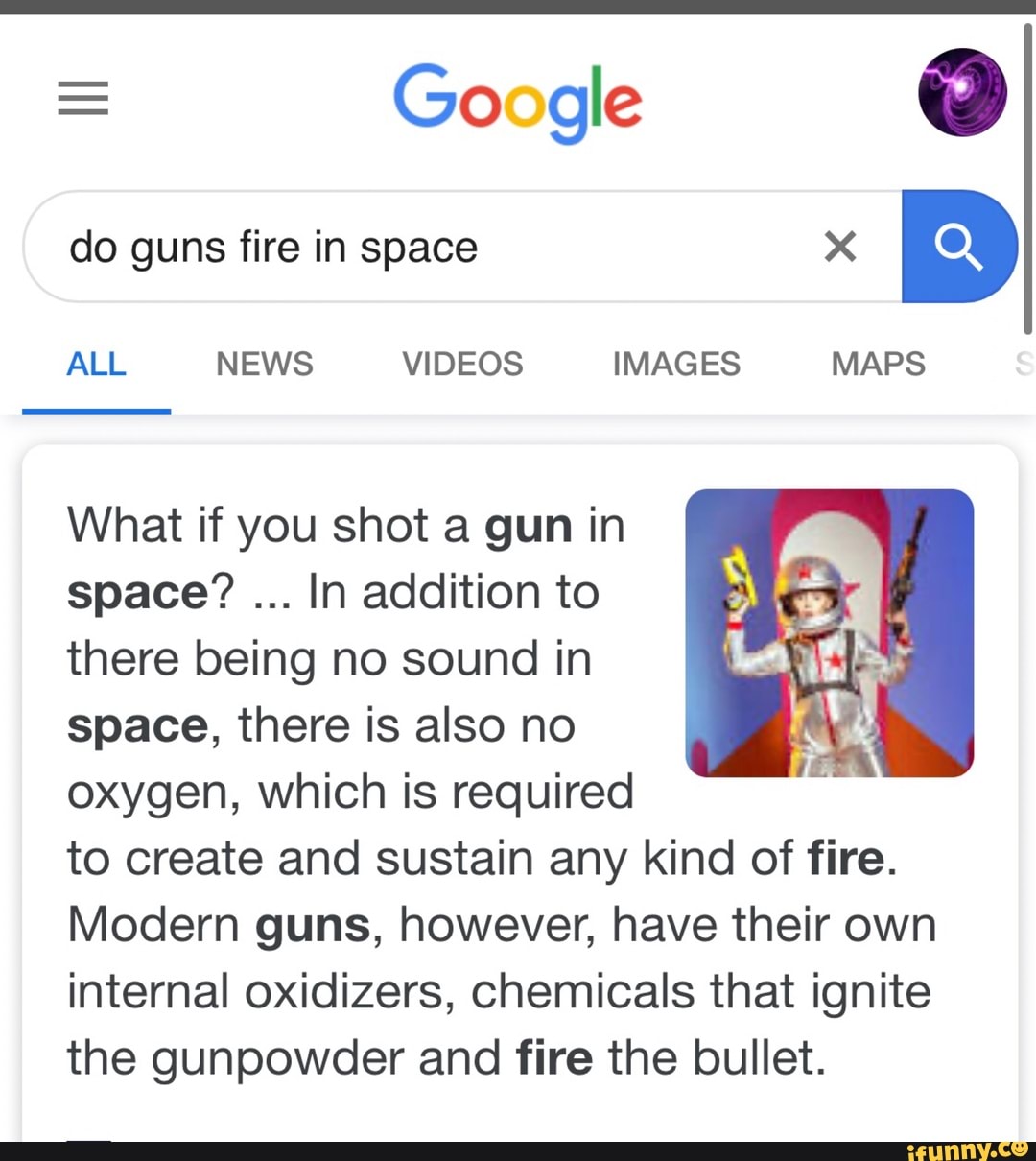 Do guns fire in space Xx ALL NEWS VIDEOS IMAGES MAPS What if you shot a
