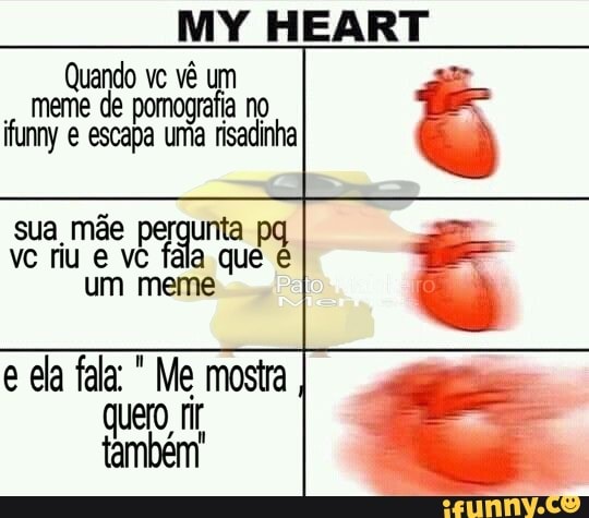 Quando vc vê um
meme de pomografia n
ifunny é escapa uma
sao
sua mãe peru pg
e ela fala: Me mostra
quero, fr
também'