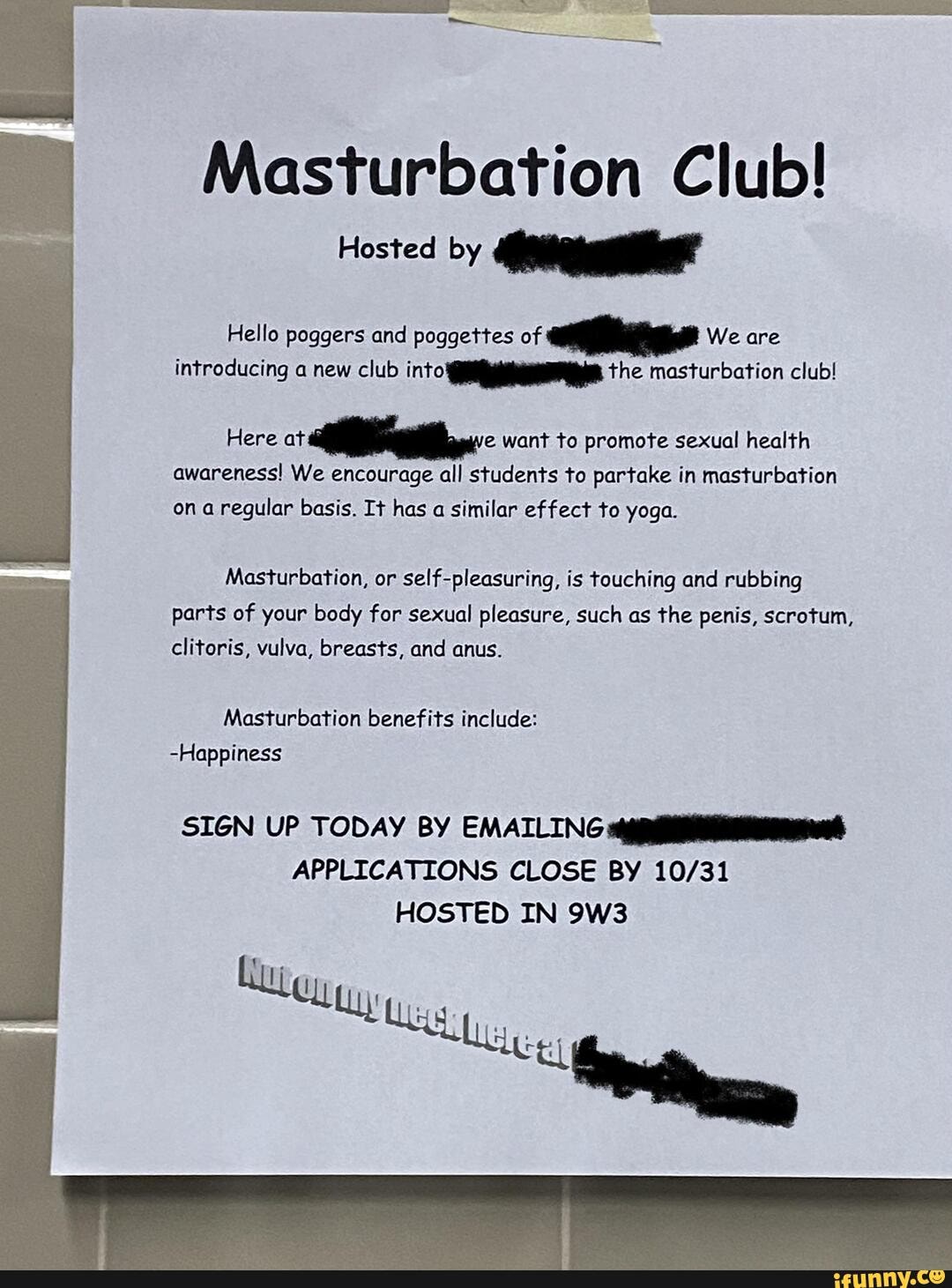 Masturbation Club! Hosted by Hello poggers and poggettes We are introducing  a new club into the