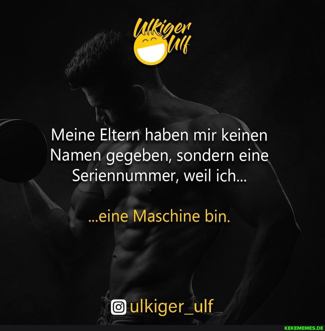 Meine Eltern haben mir keinen
Namen gegeben, sondern eine
Seriennummer, weil ich...
..eine Maschine bin.
ulkiger_ulf