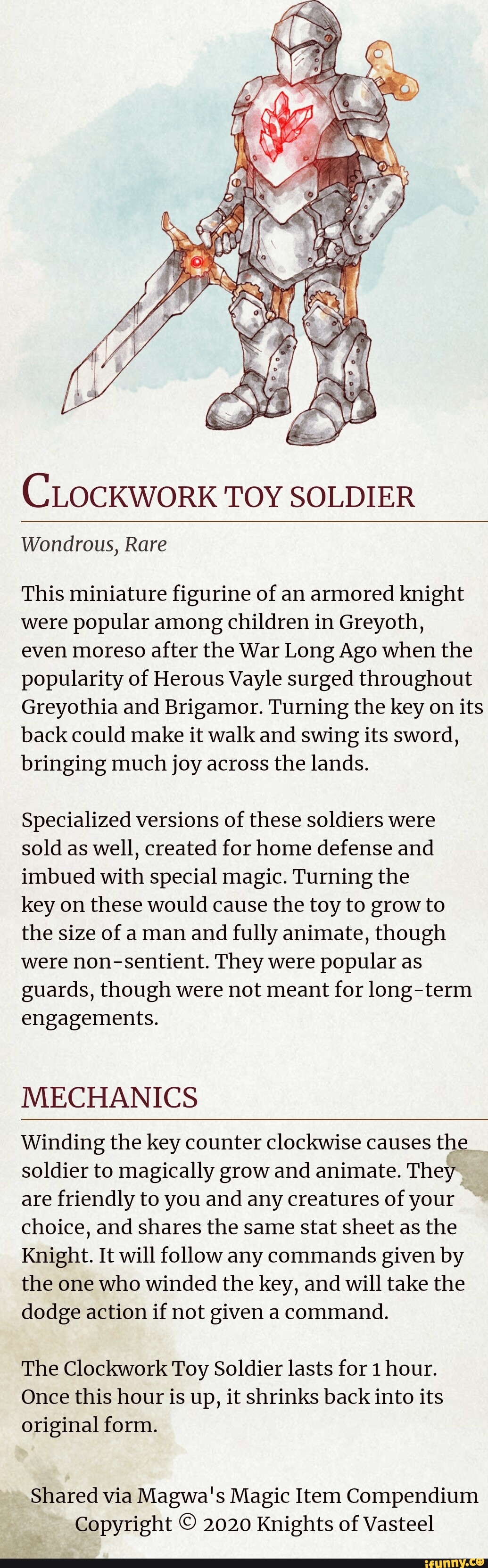 CLOCKWORK TOY SOLDIER Wondrous, Rare This miniature figurine of an