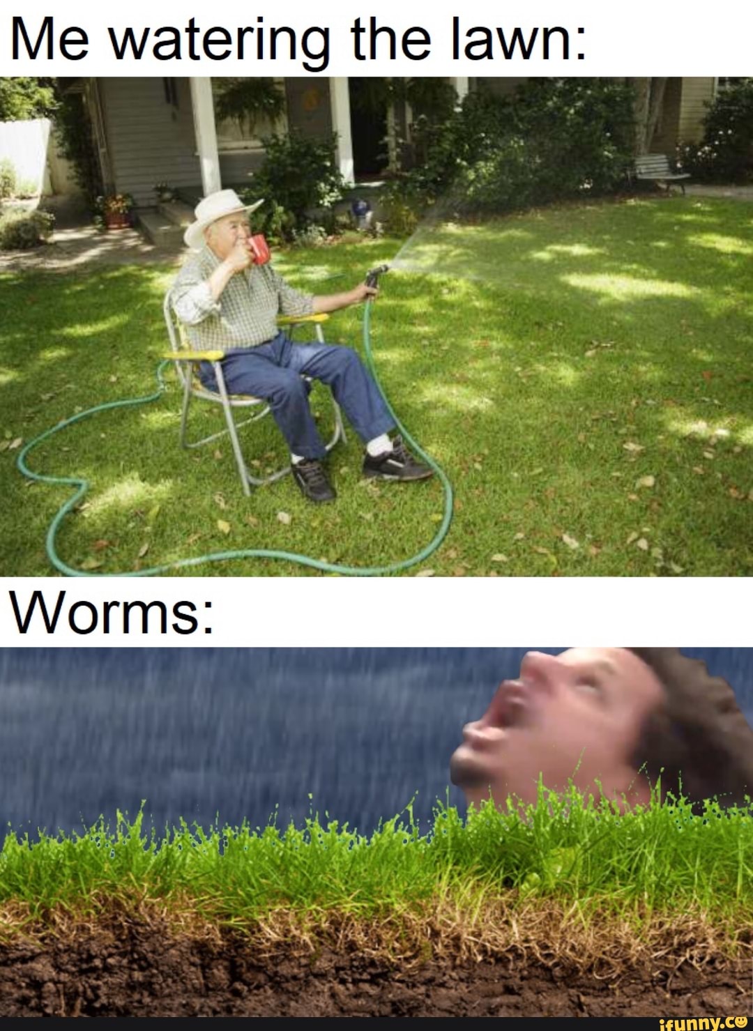 Me watering the lawn: