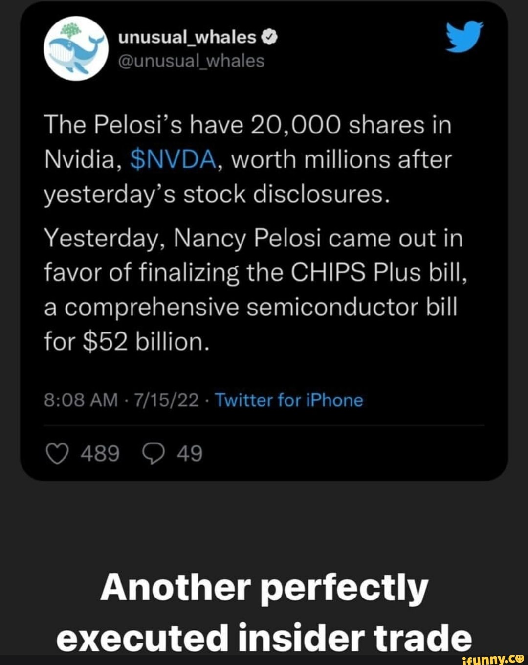 Unusual_whales unusual whales The Pelosi's have 20,000 shares in