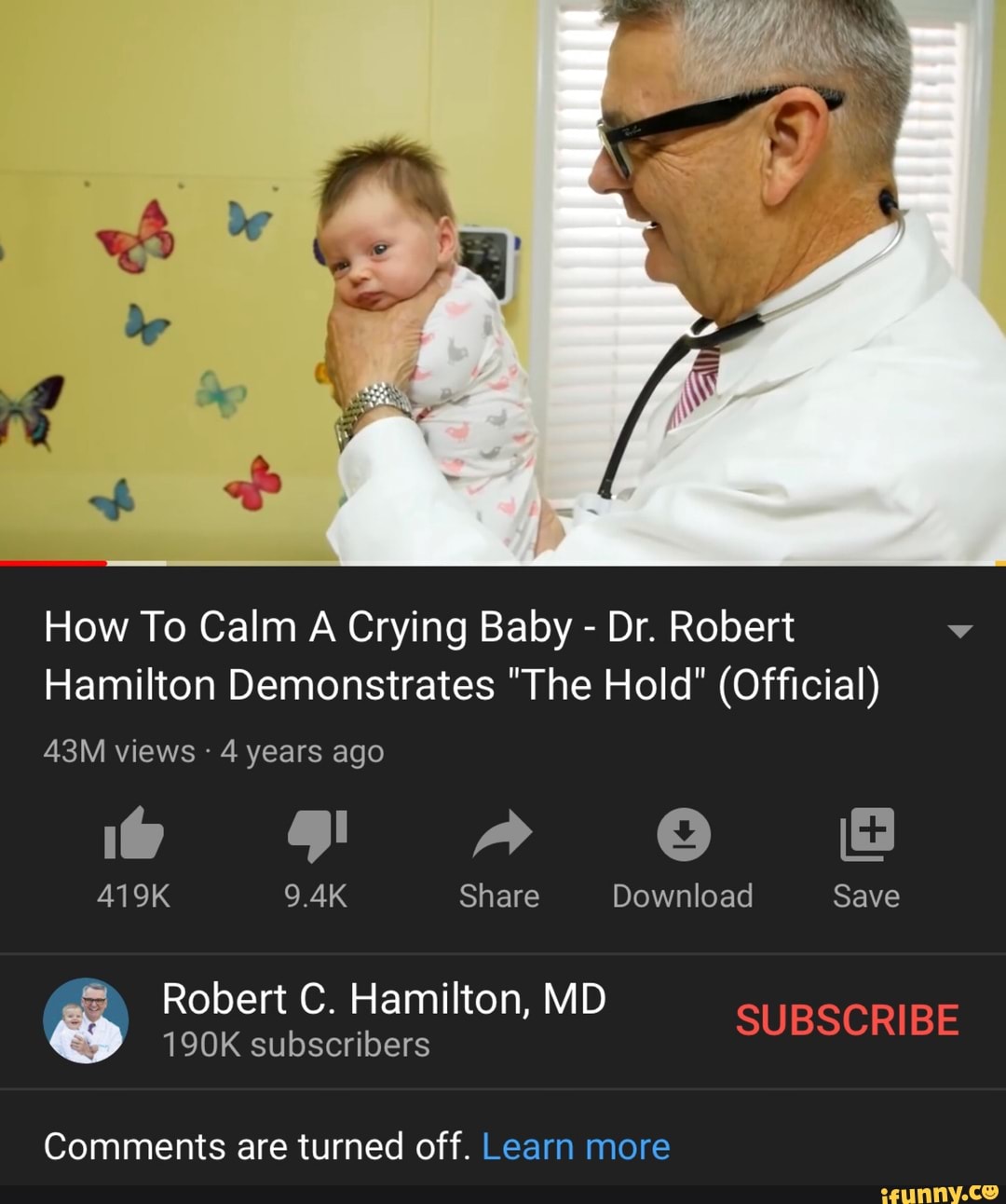 How To Calm A Crying Baby Dr. Robert Y Hamilton Demonstrates "The Hold ...