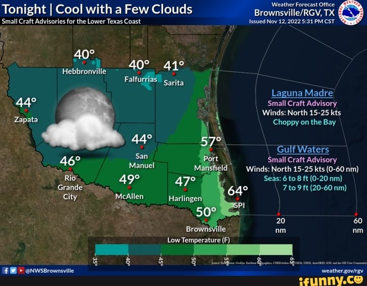 Tonight I Cool with a Few Clouds 'Small Craft Advisories for the Lower
