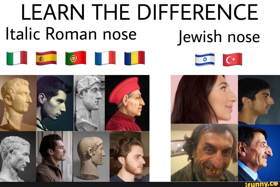 LEARN THE DIFFERENCE Italic Roman nose Jewish nose = ea.