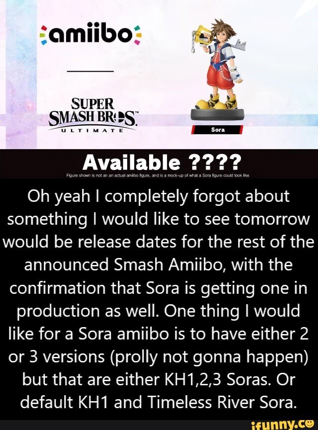 Not only will Sora receive an amiibo, I am willing to bet he will