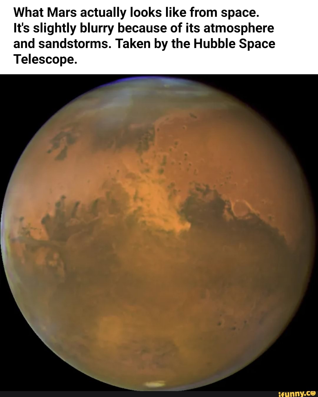 What Mars actually looks like from space. It's slightly blurry because ...