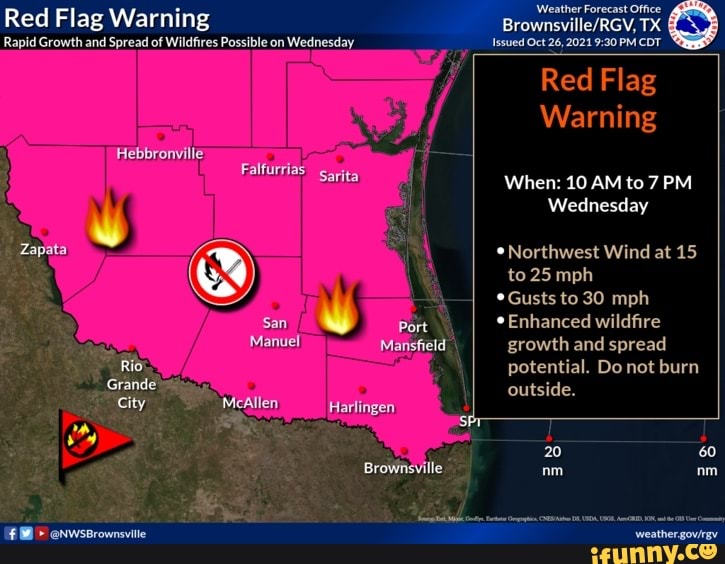 Red Flag Warning Rapid Growth and Spread of Wildfires Possible on