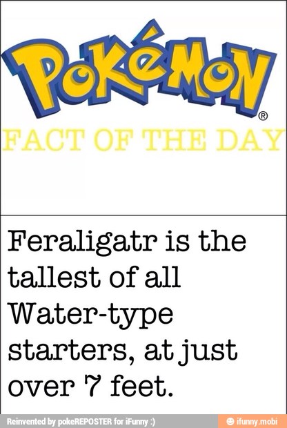 Feraligatr is the
tallest of all
Water-type
starters, at just
over 7 feet.
