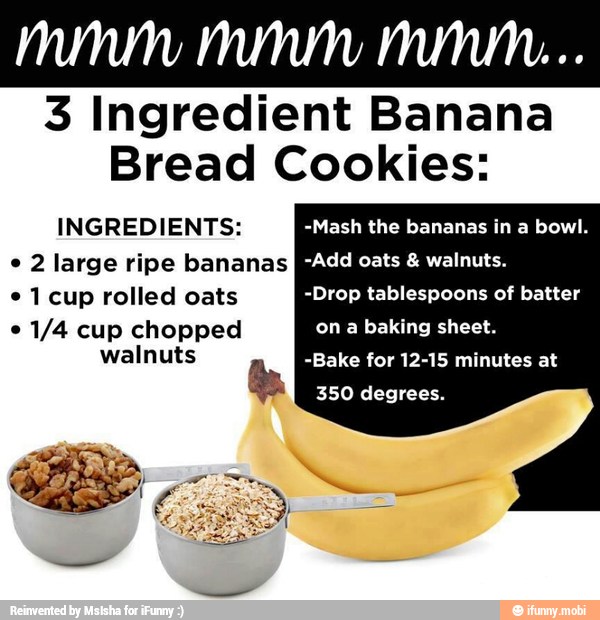 3 Ingredient Banana Bread Cookies INGREDIENTS 2 large ripe bananas