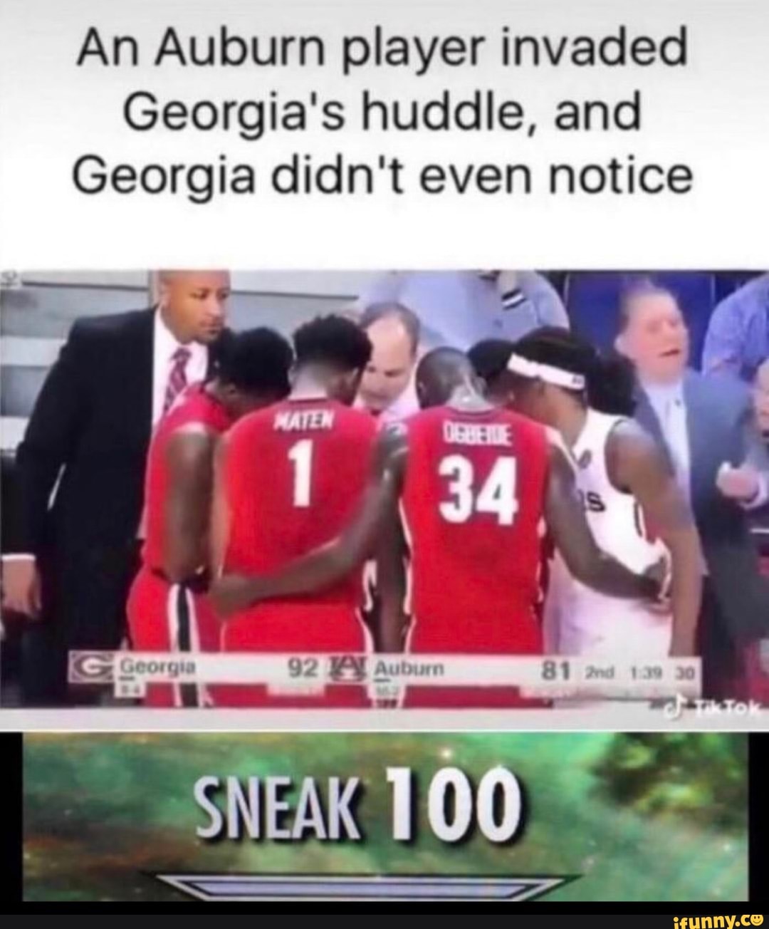 An Auburn player invaded
Georgia's huddle, and
Georgia didn't even notice