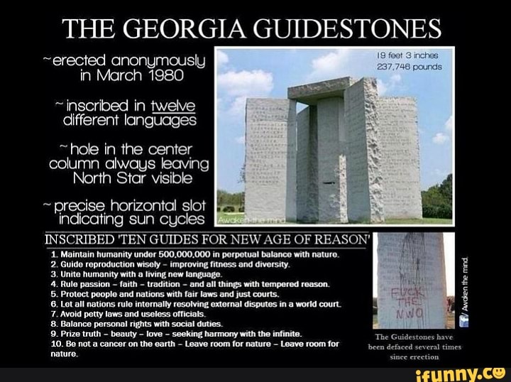 THE GEORGIA GUIDESTONES ~erected anonymously in March 1980 inscribed in ...