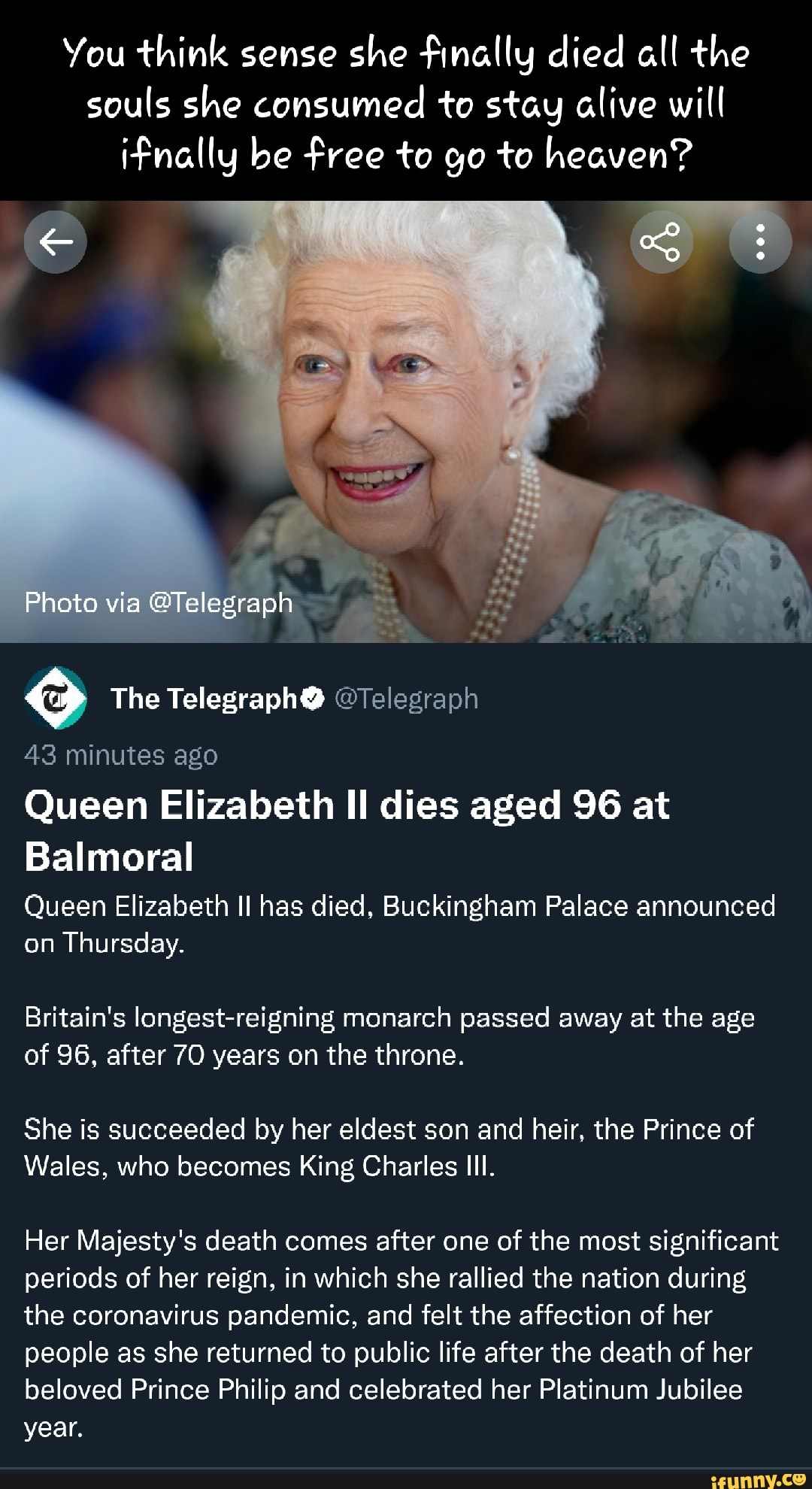 You think sense she finally died all the souls she consumed to stay