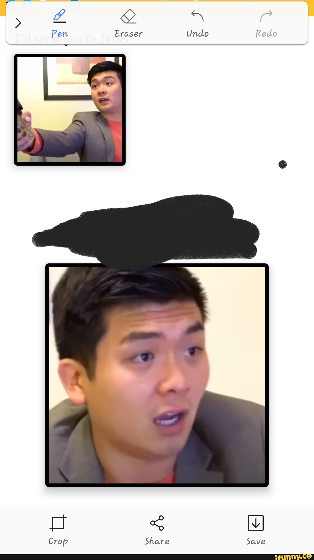 Pen Eraser Undo Redo Crop Share Save - iFunny
