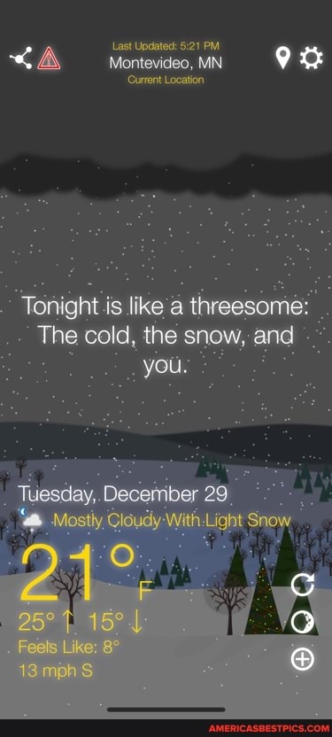 <A Last Updated:
Tonight is like a threesome:
The cold, the snow, and you.
Tdesday, December 29
Gloudy Light