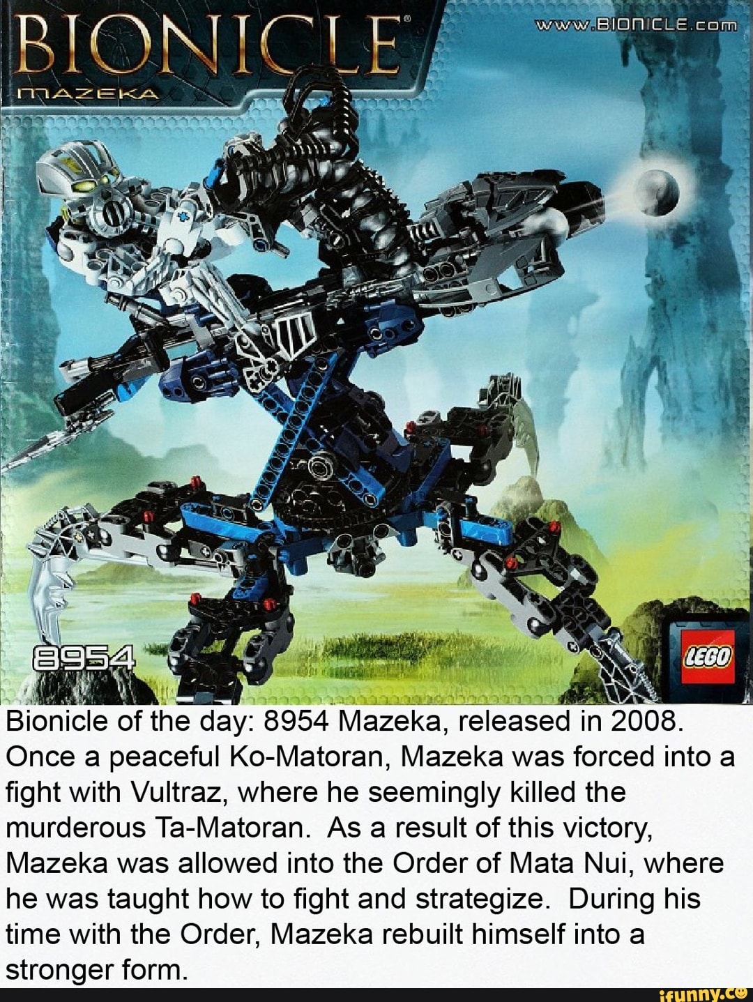 Www BION cam, BIONIC LE Bionicle of the day: 8954 Mazeka, released in 2008.  Once a