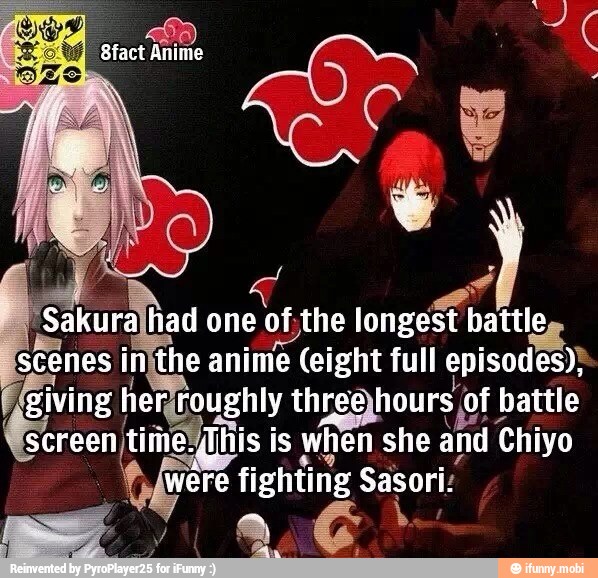 E
"Sakuralhad
one
the longest battle
scenes in the anime (eight full episodes),
En hours,