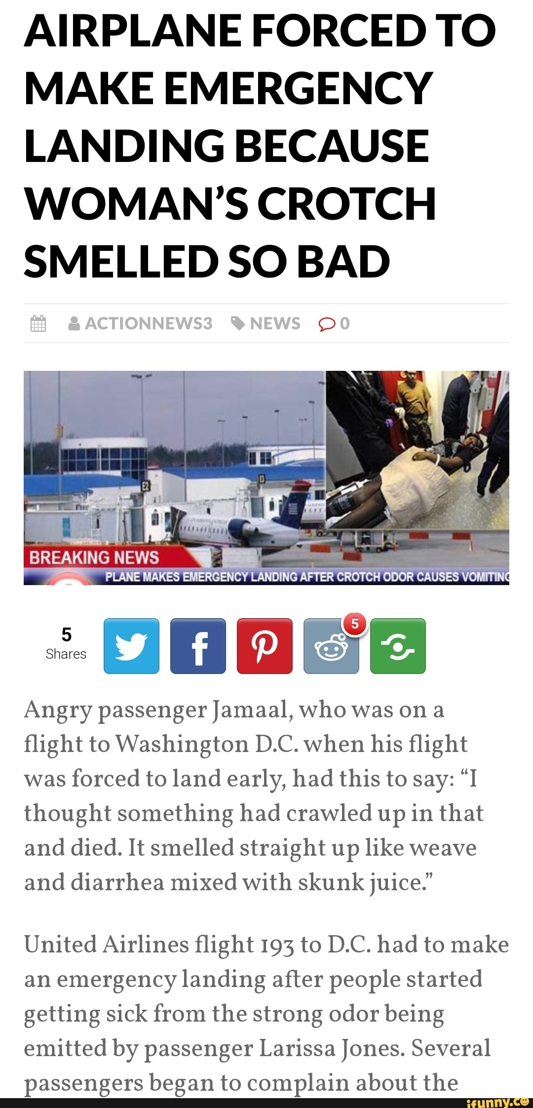 AIRPLANE FORCED TO MAKE EMERGENCY LANDING BECAUSE WOMAN'S CROTCH ...