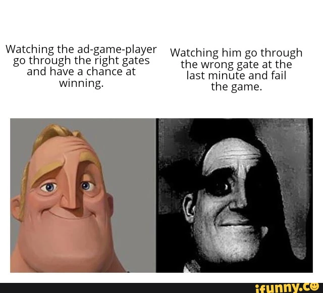 A satirical commentary on game ads in which you observe an example player failing on an easily identifiable task