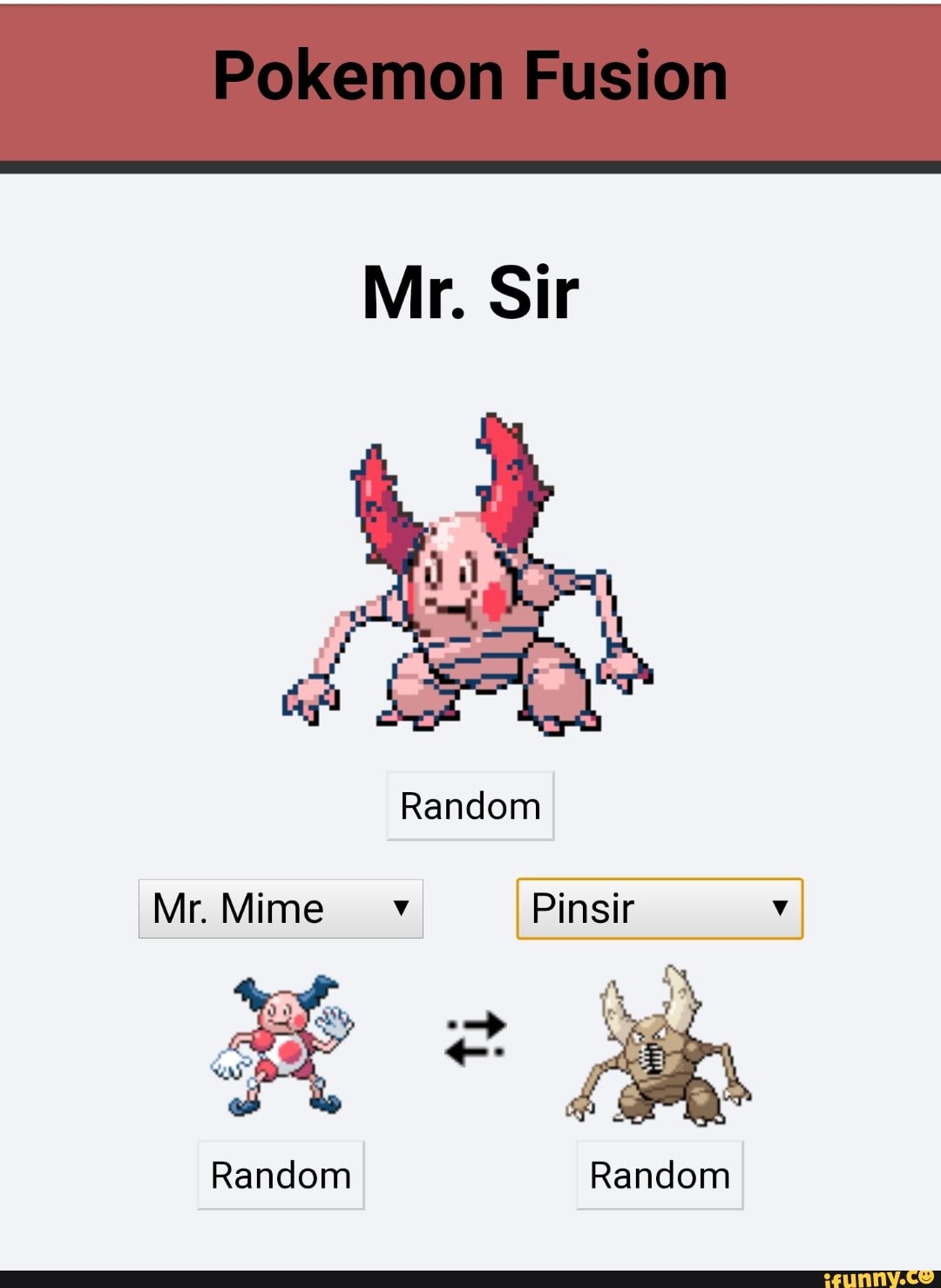 Pokemon [fusion Mr. Sir Random I Mr. Mime [pinsir Random Random - )