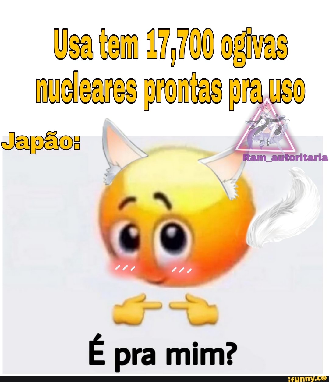 Usa tem 17,700 ogivas
hiucicares prontas pra USO Japão:
pra mim?