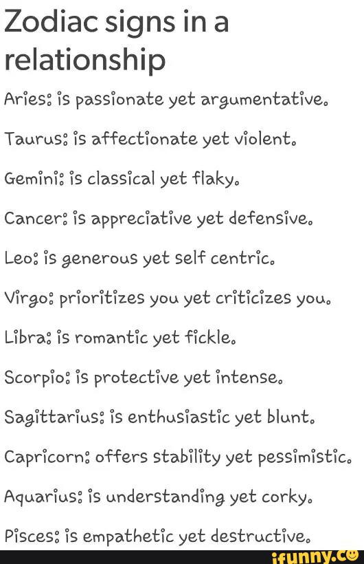 Zodiac signs in a
relationship
passíonate argumentativa,
Taurus: 'ÍS affectionate yet violento
Gemini: vis class'ícal yet flakyo
Cancer: is appreciative yet dafensi’ve,
Leo: 'ís generous yet self centric,
Virgo: príor'ít'ízes you yet crítíc'ízes you.
Libra: 'I’s romanti’c yet fickle.