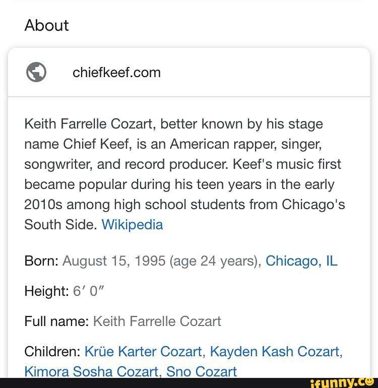 About Keith Farrelle Cozart, better known by his stage name Chief Keef