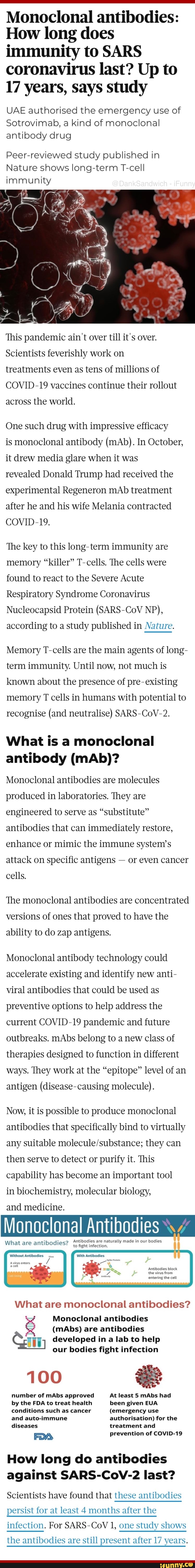 Monoclonal antibodies How long does immunity to SARS coronavirus last