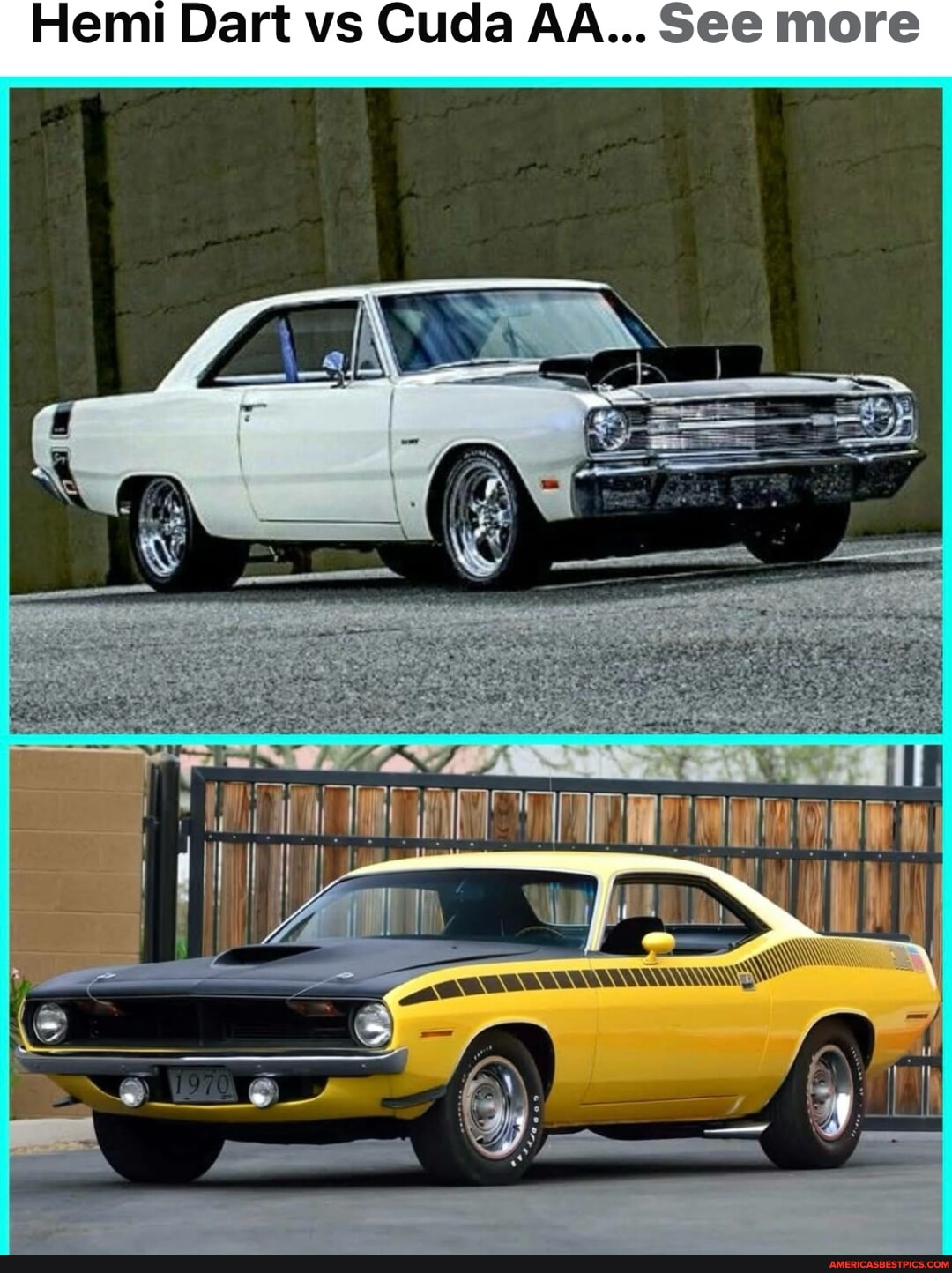 Hemi dart vs cuda aa see more enbnen en america s best pics and