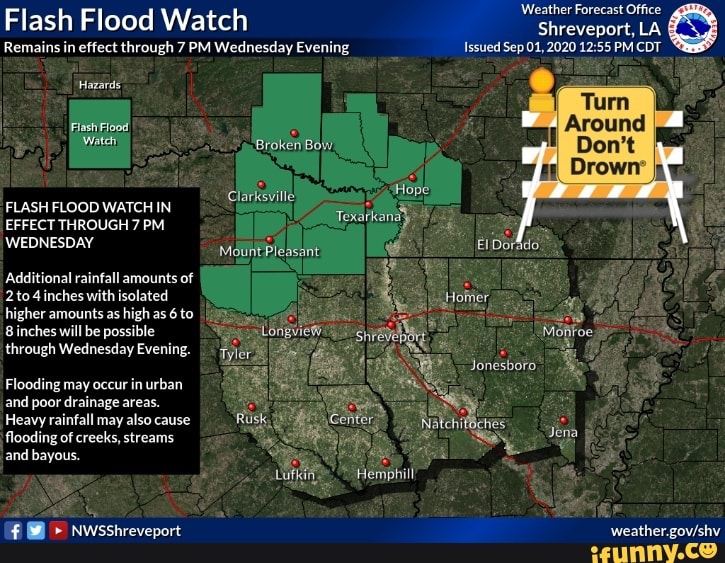 Weather Forecast Office Flash Flood Watch Shreveport, LA La Remain: in ...