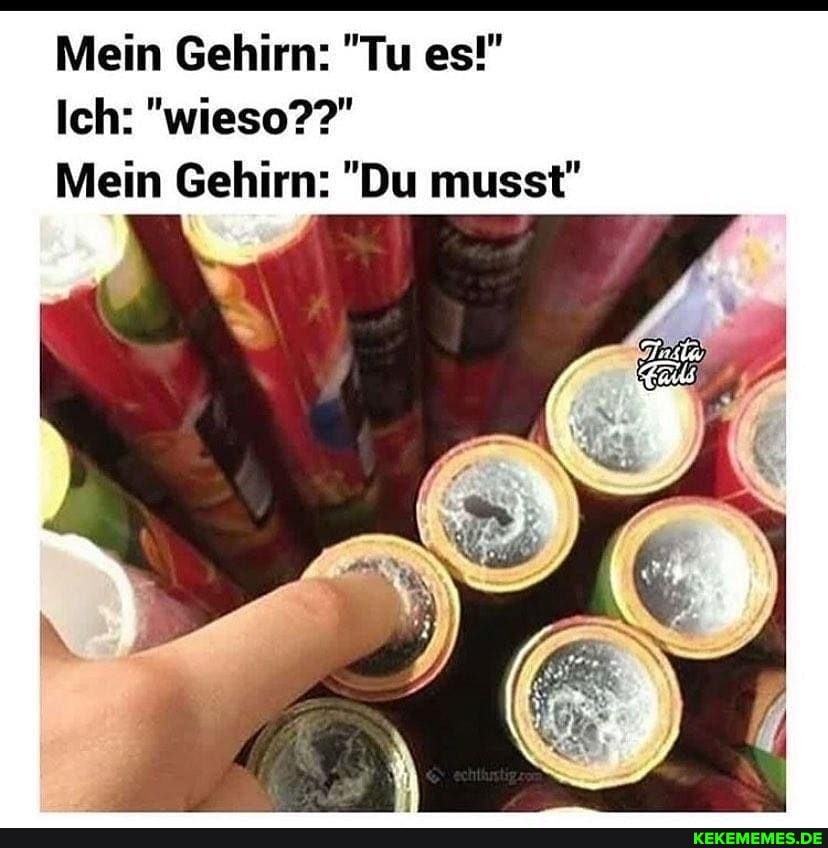 Mein Gehirn: "Tu es!"
Ich: "wieso??"
Mein Gehirn: "Du musst"