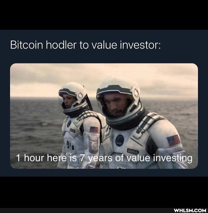 Bitcoin hodler to value investor:
1 hour here is 7 years of value investing