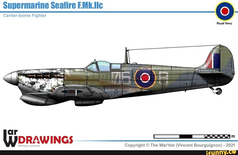 Supermarine Seafire EMK.llc Carrier-borne Fighter Royal Navy ar DRAW ...