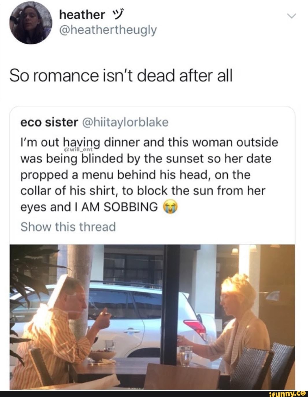 Heather 'Y @heathertheugly So romance isn't dead after all eco sister