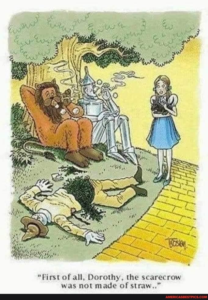 "First of all, Dorothy, the scarecrow was not made of straw