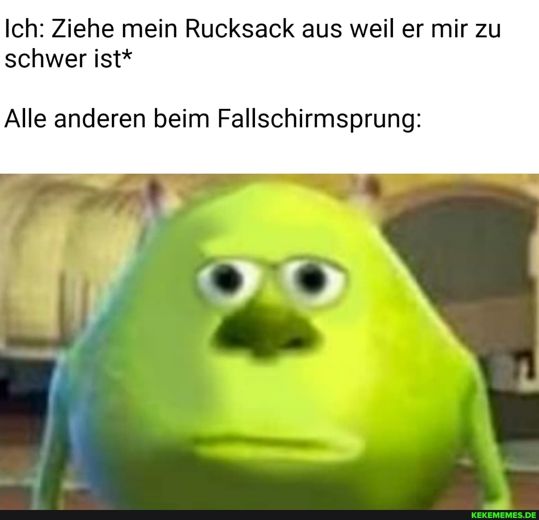 Ich: Ziehe mein Rucksack aus weil er mir zu schwer ist*
Alle anderen beim Fallschirmsprung: