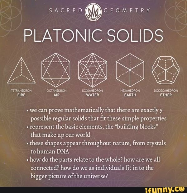 SACRED PLATONIC SOLIDS TETRAHEDRON OCTAHEDRON ICOSAHEDRON HEXAHEDRON