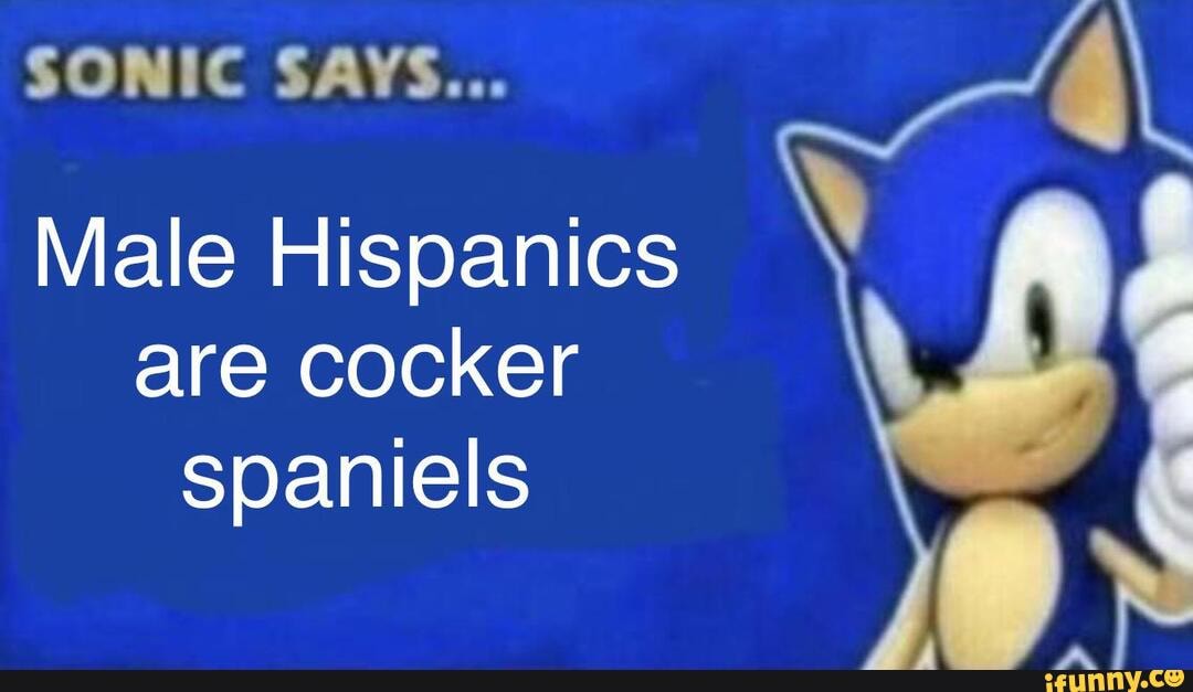 SONIC SAYS...
Male Hispanics are cocker spaniels