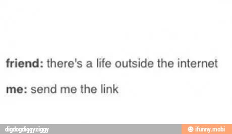 friend: there's
a life outside the internet
me: send me the link