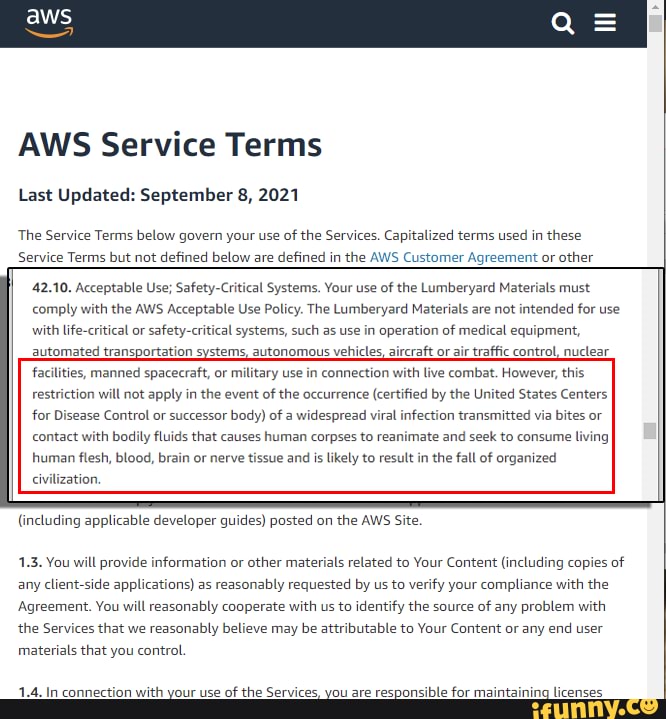 Aws AWS Service Terms Last Updated September 8 2021 The Service Terms 