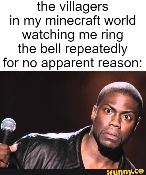 The villagers in my minecraft world watching me ring the bell