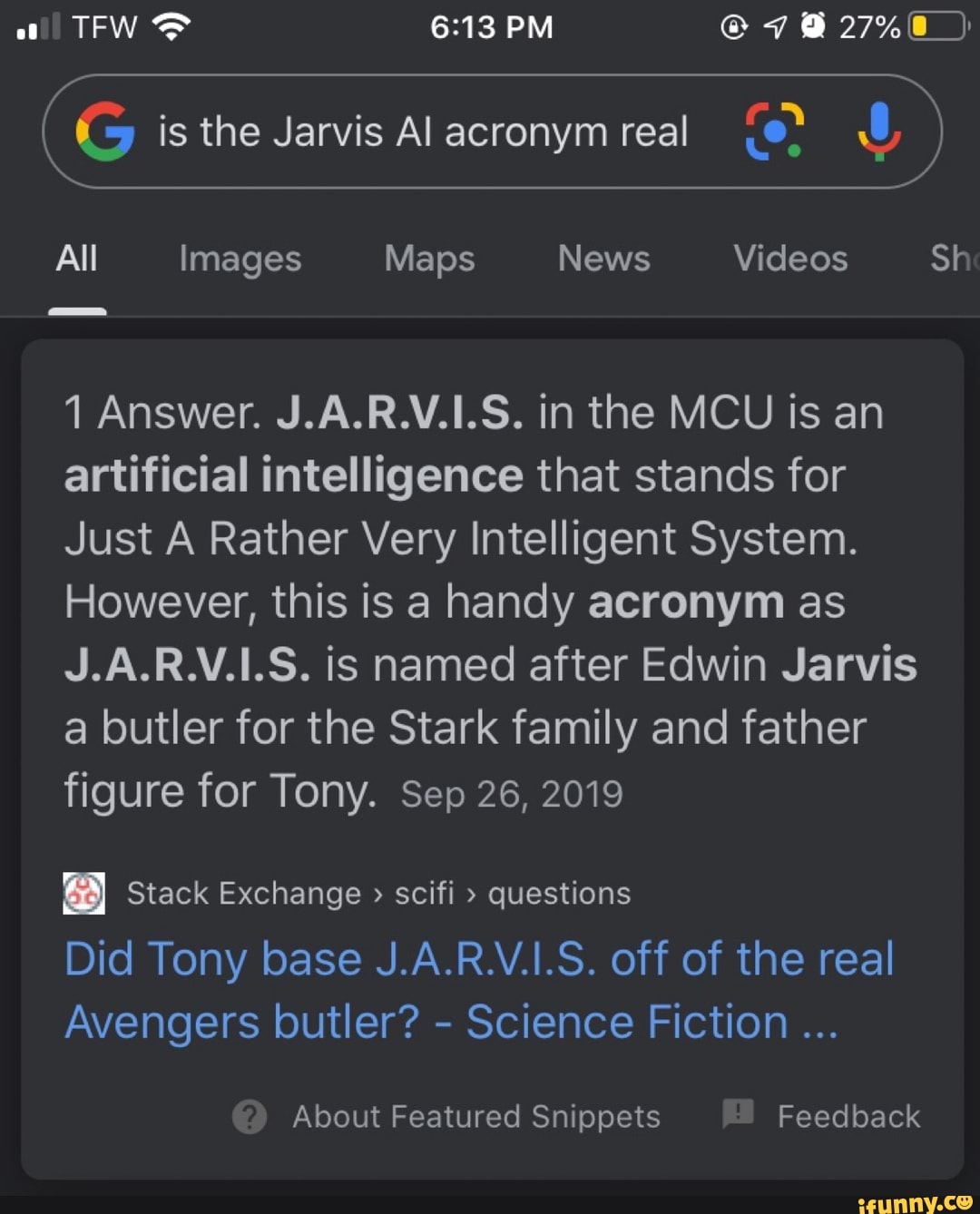 Artificial intelligence that stands for Just A Rather Very Intelligent