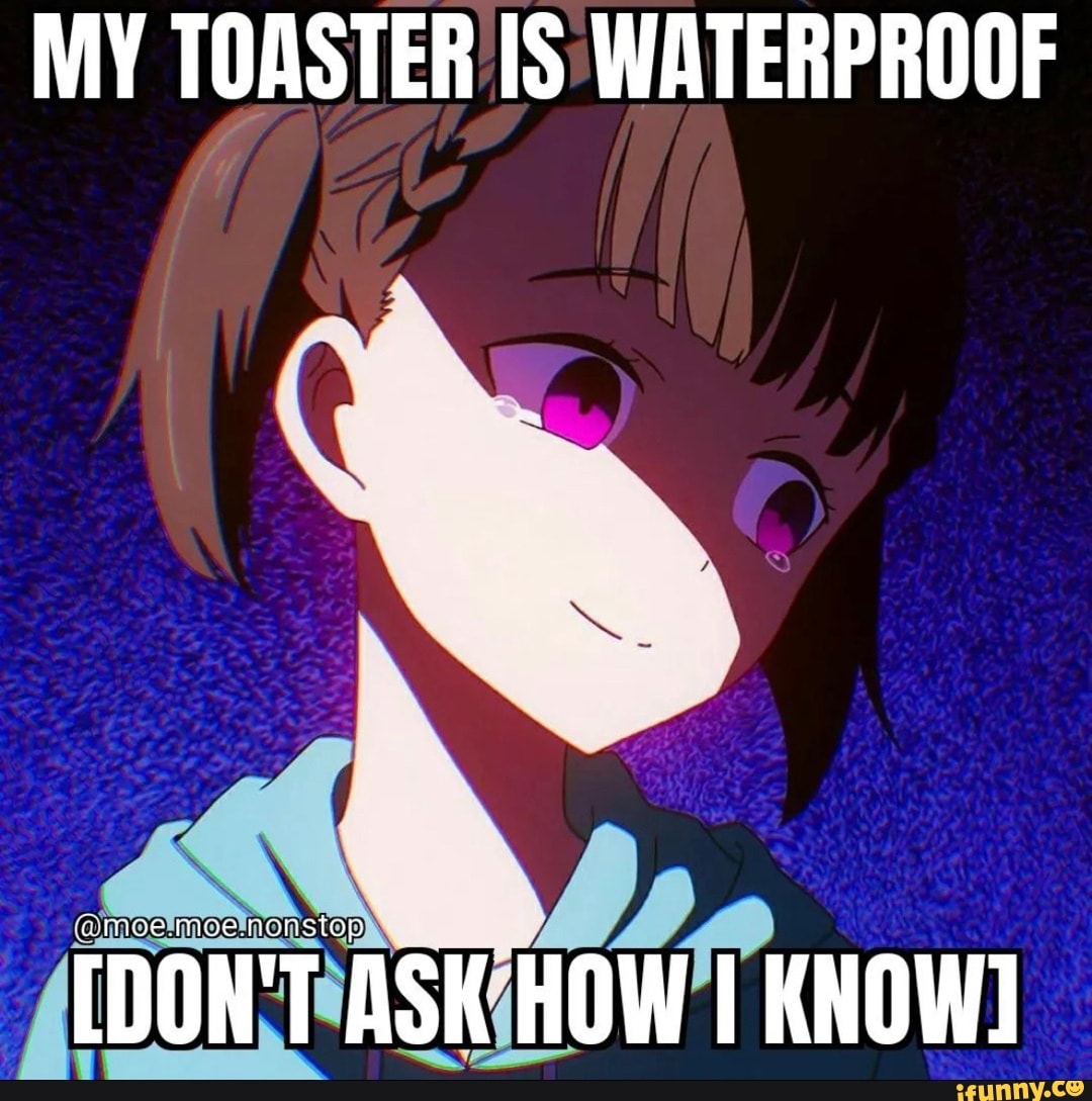 MY TOASTER IS WATERPROOF [DON'T ASK HOW KNOW] iFunny